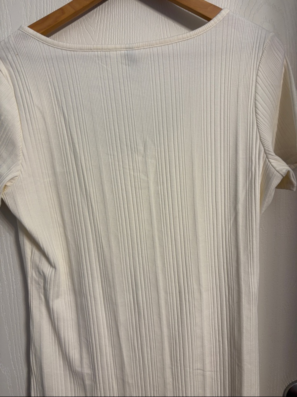 H&M Cream Ribbed Short Sleeve Scoop Neck Dress - Picture 5 of 6